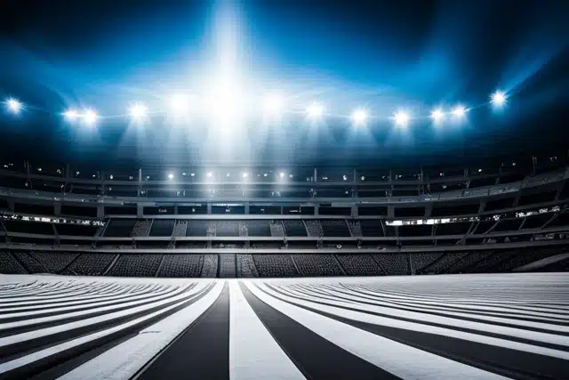 a sports arena filled with spectators with natural light