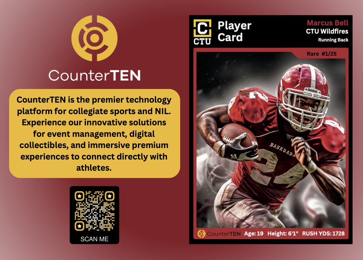 College football player card