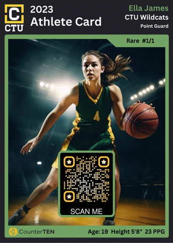 NIL basketball card with content and communication
